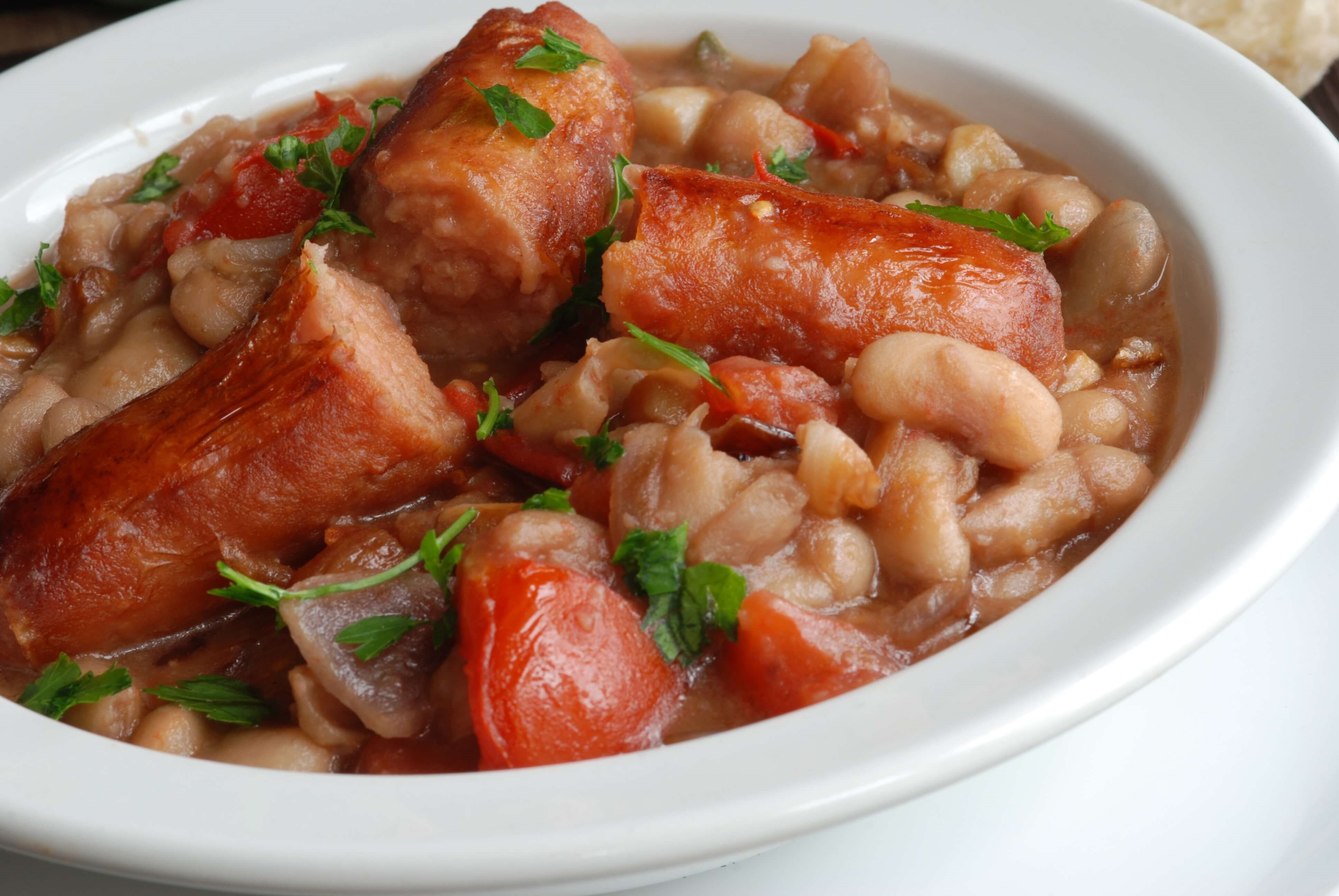 Sausage and bean hotpot